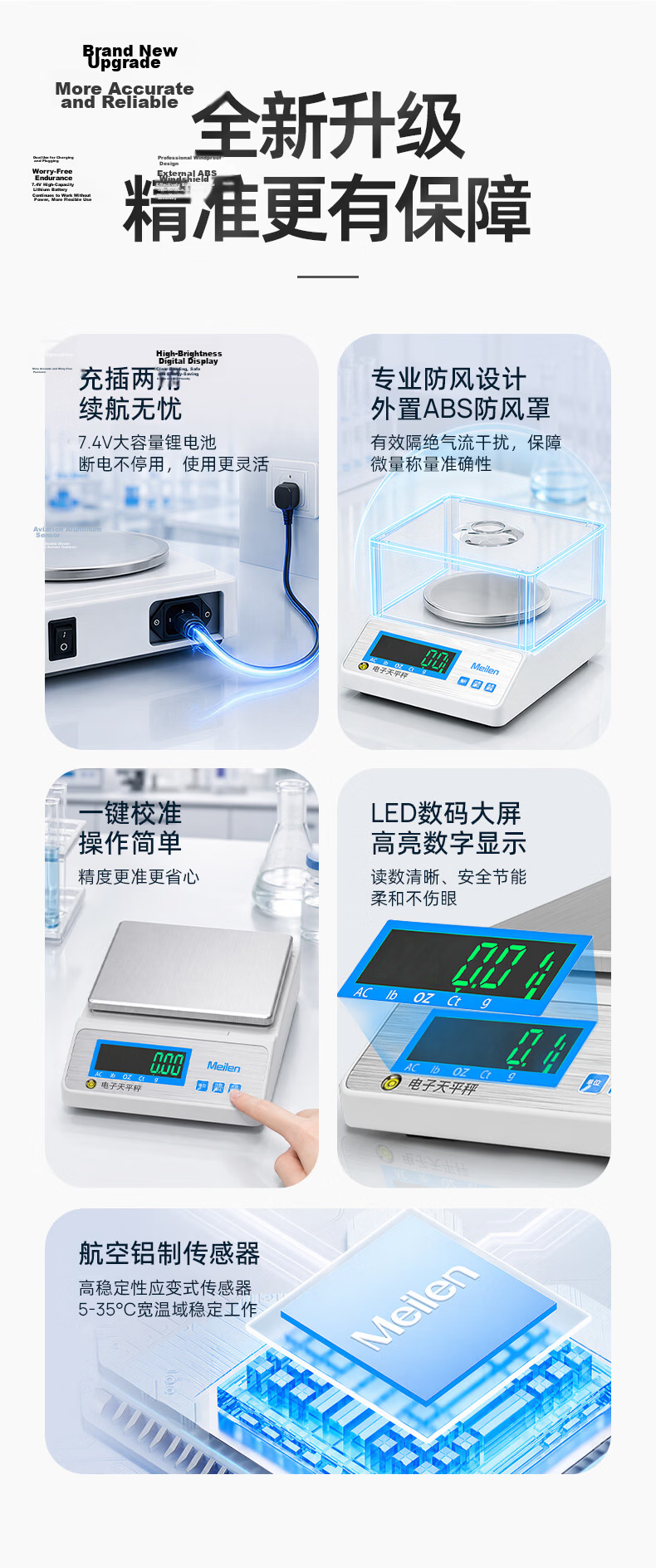 Meilen Electronic Balance 0.01g/0.001g High Precision Digital Scale for Weighing Chinese Medicine, Gold, Laboratory 2
