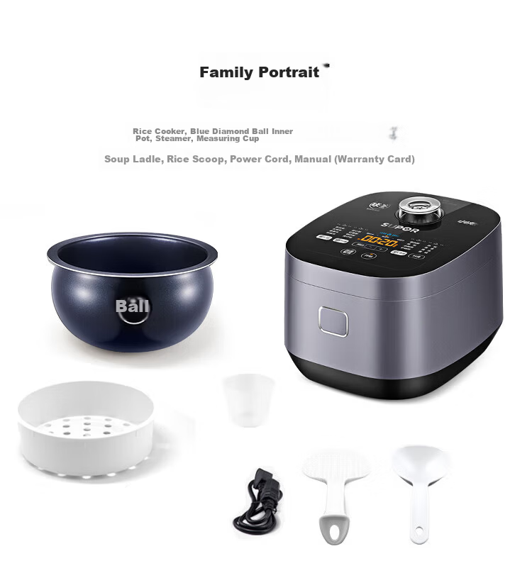 SUPOR Rice Cooker 3-4 People 4L Blue Diamond Quick Ball Pot Firewood Rice Non-stick Steamer Porridge Multi-function Micro-pressure Smart Rice Cooker 40FC661 38