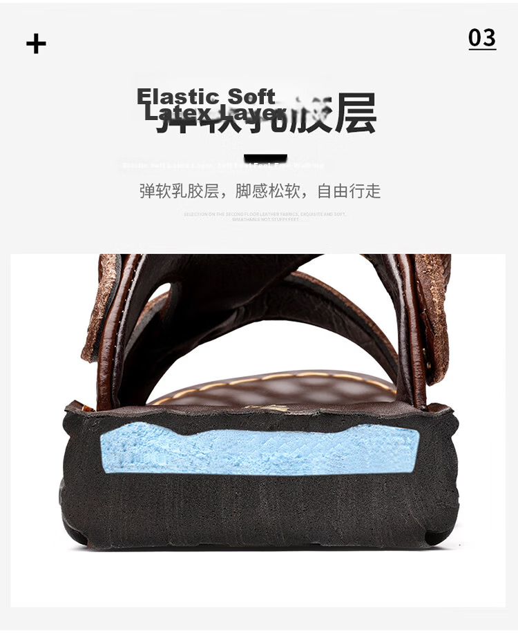 Playboy Men's Summer Casual Beach Sandals Outdoor Middle-aged and Elderly Dad Leather Slippers Black Size 43 11