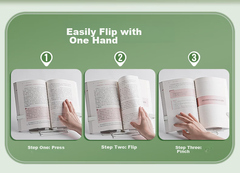 Kabaxiong Metal Reading Stand Student Children's Cartoon Capybara Book Holder Multifunctional Foldable Portable Green 6