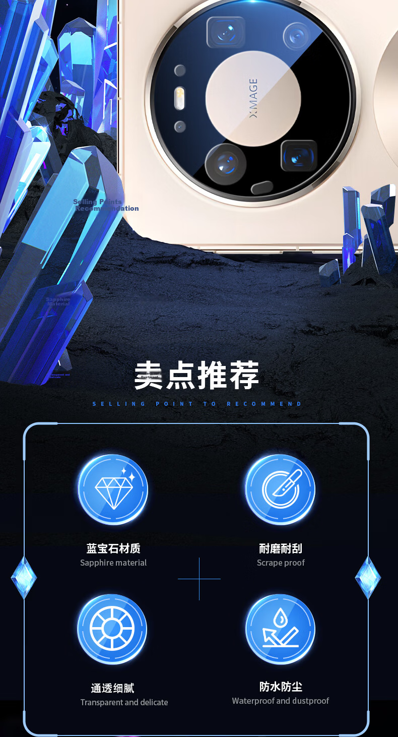Mr. Blue Gorilla Huawei Mate80 Pro Max Lens Protector Sapphire High Transparency Scratch-Resistant Rear Camera Lens Film 7