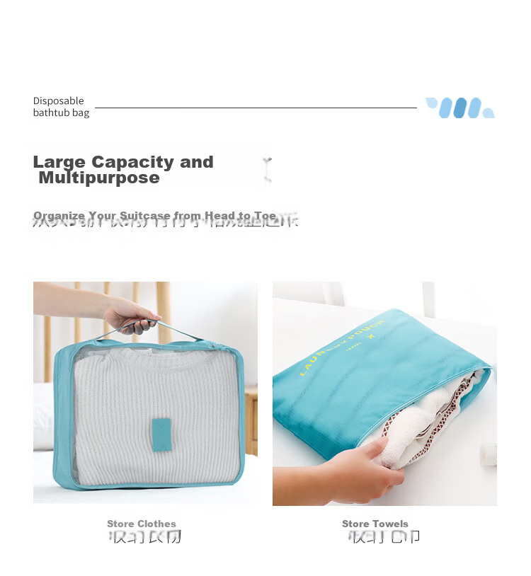 Xinqin Travel Toiletry Storage Set 6-Piece Navy Blue Organizer Bags for Luggage and Clothing 10