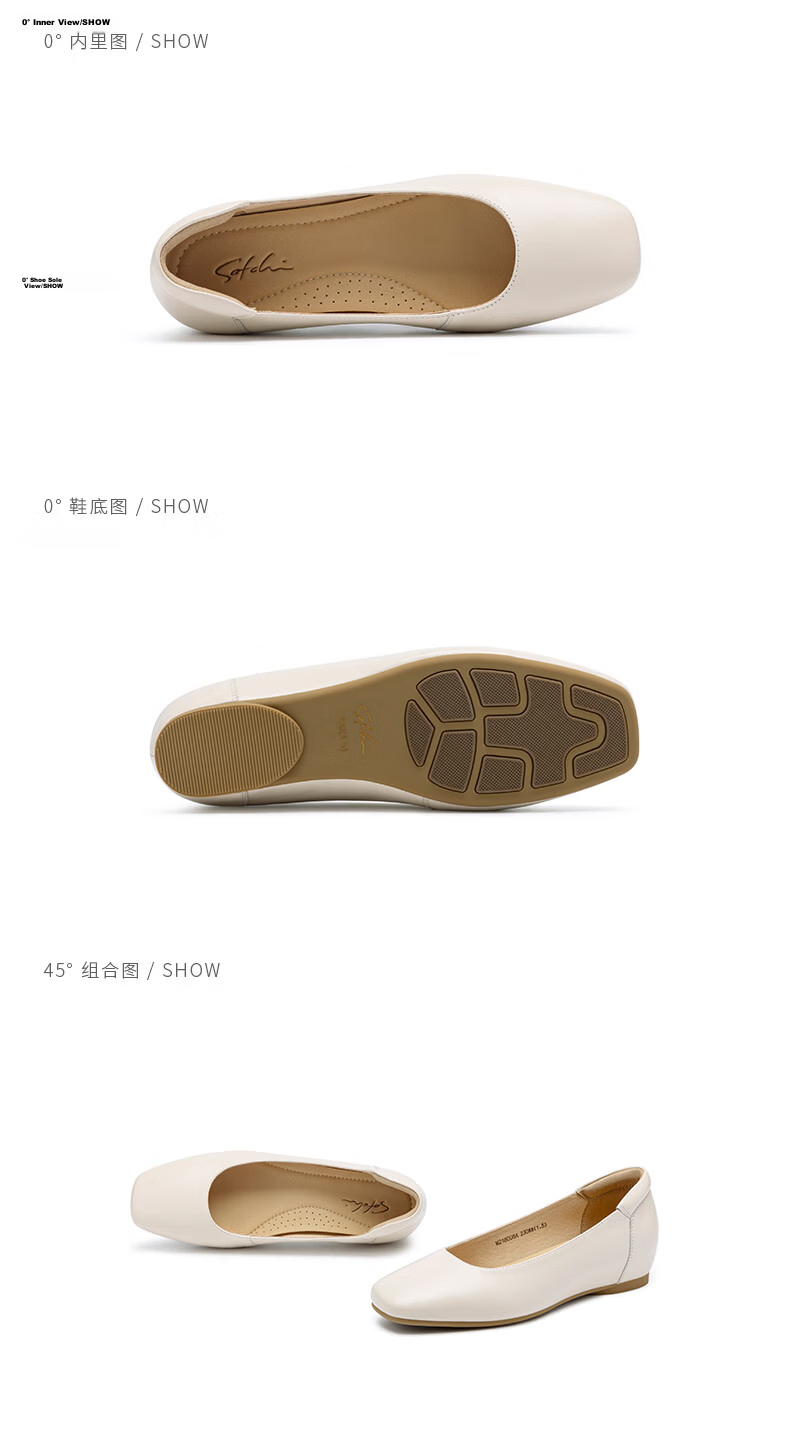 SATCHI Women's Soft Cowhide Professional Flats 2025 Spring New Small Wedge Heel Comfortable Casual Mom Shoes 9