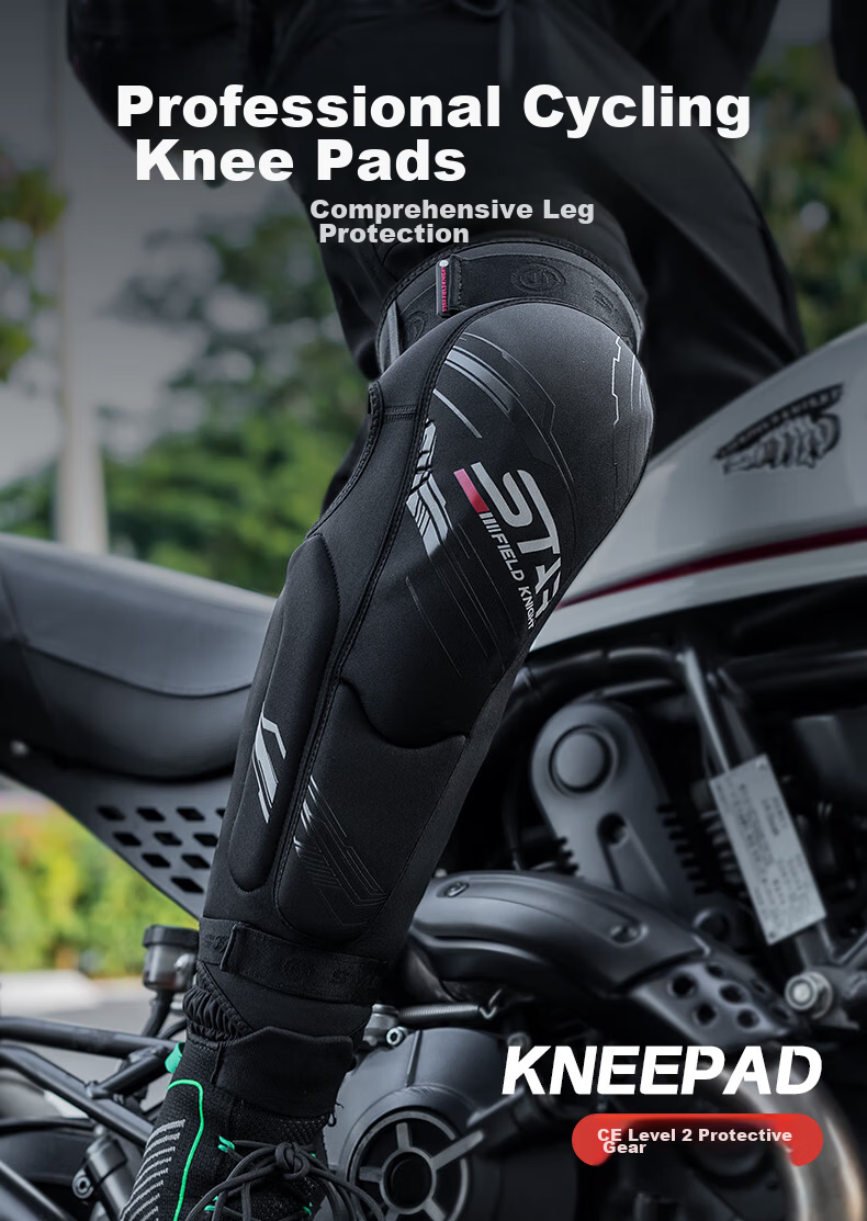 STAR FIELD KNIGHT Motorcycle Riding Knee Guards Four-Season Anti-Fall Wear-Resistant CE Certified Biker Gear Black Size M 1
