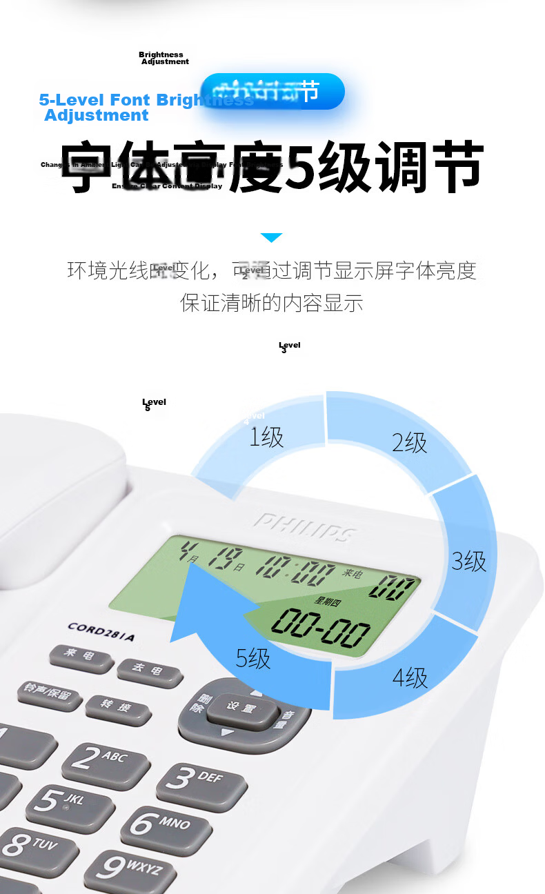 PHILIPS Corded Telephone Landline Fixed-Line Phone for Office And Home Use, Dual Interface, Battery-Free Hands-Free Calling CORD281A White 6