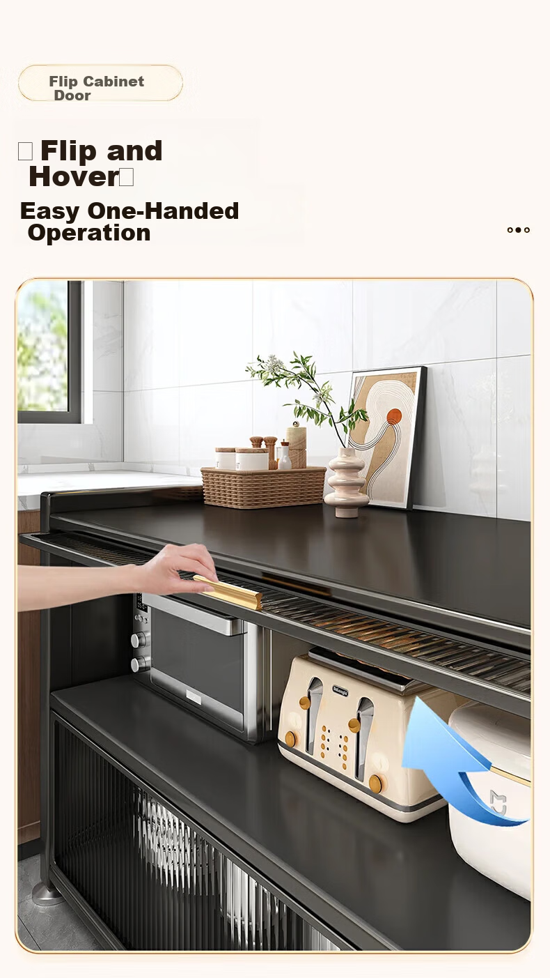 Jiabangshou Kitchen Storage Rack, Floor-Standing Microwave Oven Storage Cabinet, Multi-Layer Dustproof Storage Cabinet, Multifunctional Storage Cabinet, Cupboard, Length 80 Cm 7