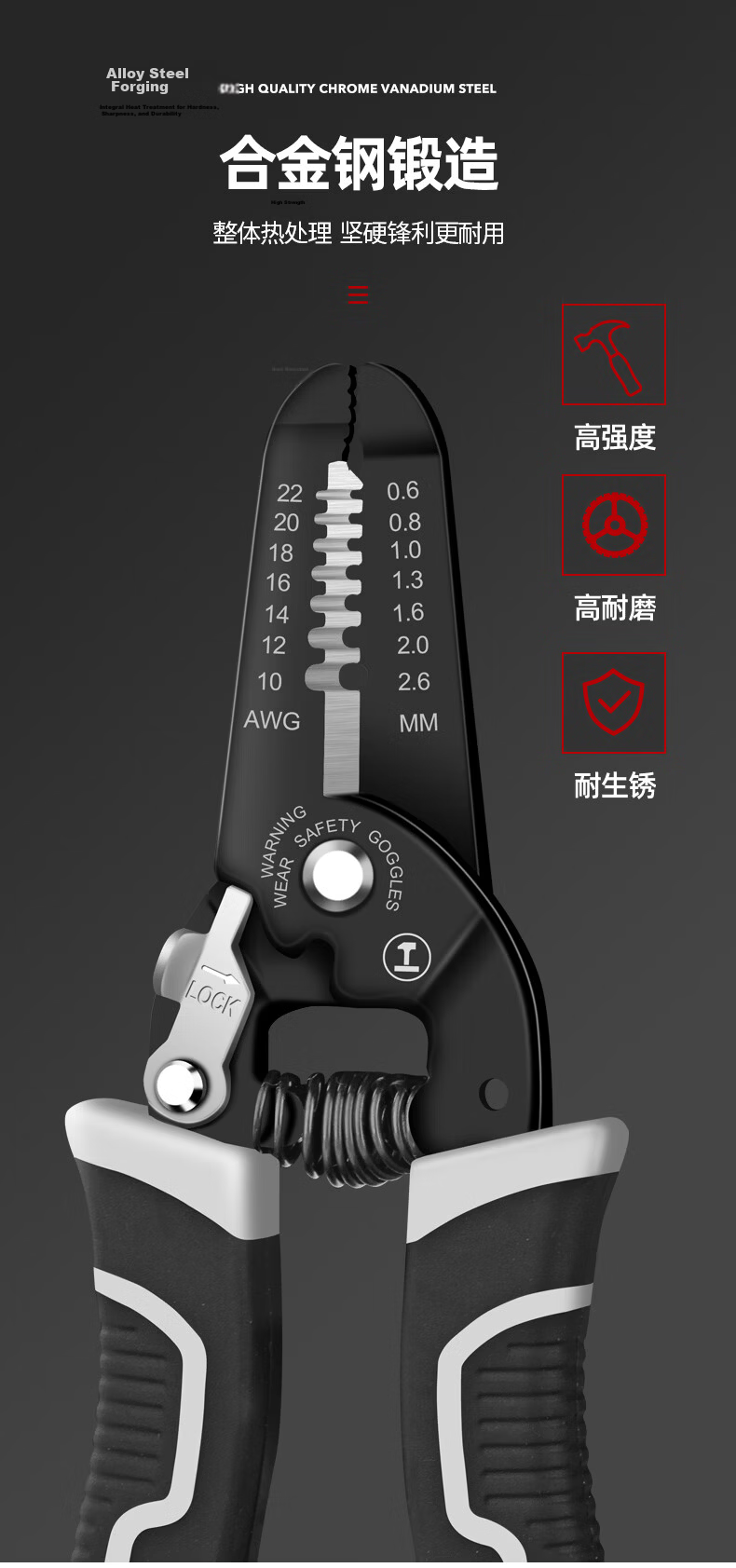 Green Forest 7-Inch Wire Stripper Pliers Electrician Multi-Function Crimping Pliers Wire Cutting Pliers Labor-Saving Wire Stripping Pliers 7