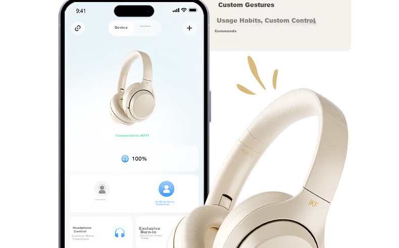 IKF T1 Max Active Noise Cancelling Headphones Bluetooth 2026 New Model Bluetooth 6.0 Wireless Wired HIFI Sound Quality Gaming Low Latency Ultra-Long Battery Life Cloud Rock White 36
