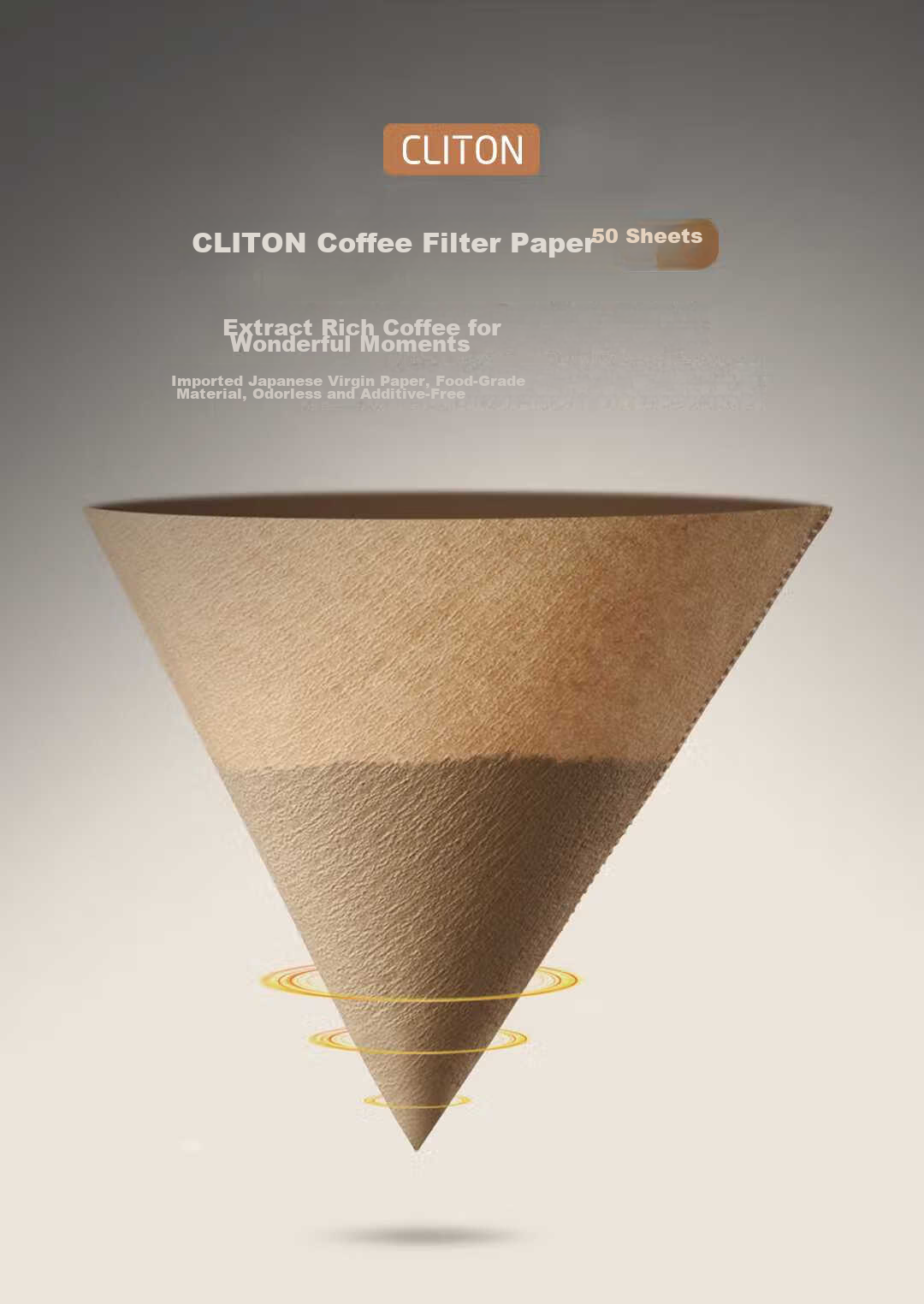 CLITON Fan-Shaped Coffee Filter Paper, Drip Coffee Pour-Over Filter, Cup Filter Paper for 2-4 Servings, 100 Sheets 1