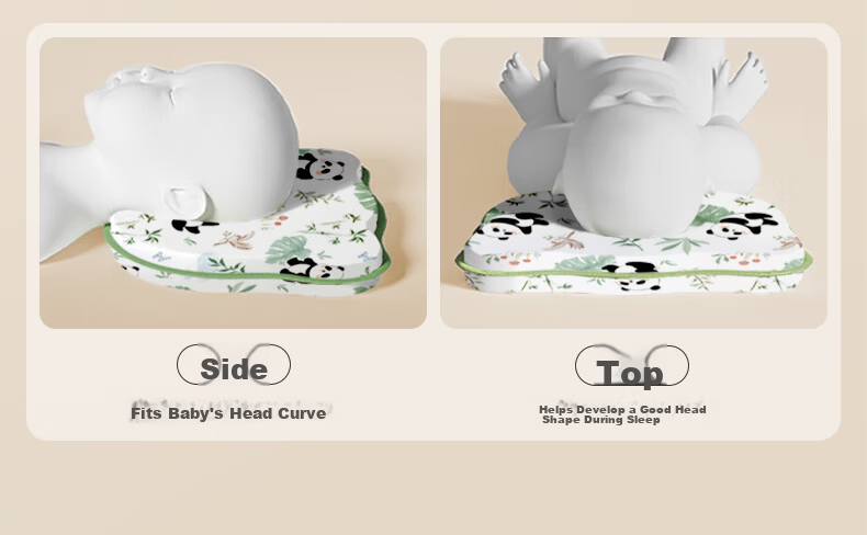 Ipoosi Baby Shaping Pillow Newborn Infant 0-3-6 Months Plus Head Support All-Season Breathable Silicone Pillow 4