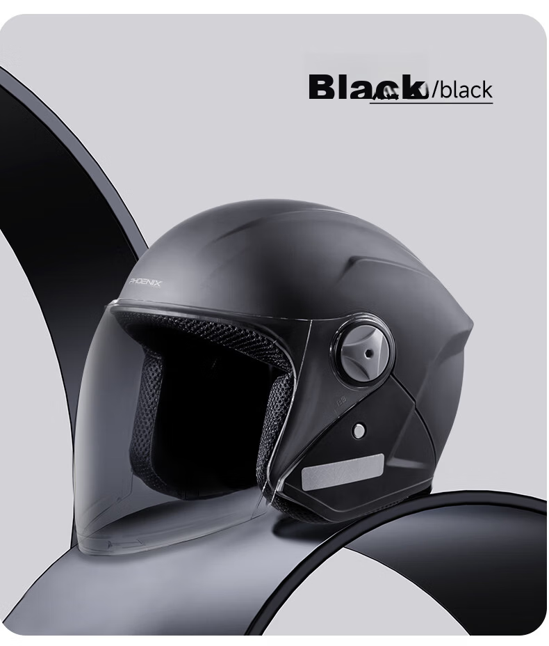 Phoenix New National Standard Electric Vehicle Helmet Dual Lens 3/4 Half Helmet Matte Black Unisex Four Seasons Electric Scooter Helmet Winter Warm Riding Safety Cap 9