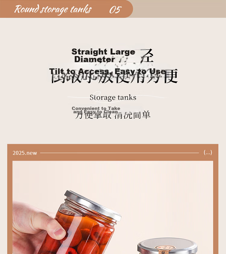 Baijie Glass Sealed Jar 500ml*6 for Stewing Yellow Peach Honey Canning, Jam, Chili Sauce, Laba Garlic 14