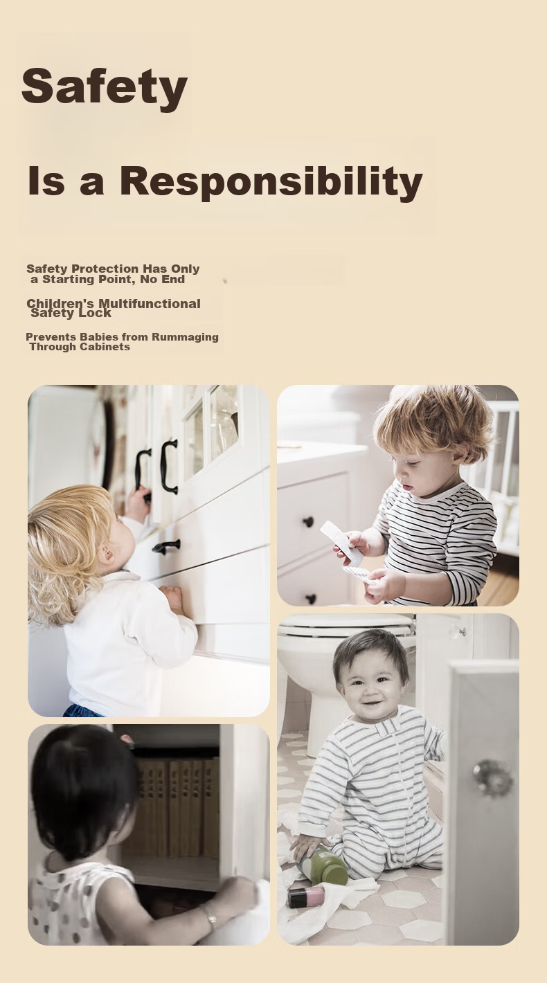 Youman Genuine Drawer Lock Baby Safety Cabinet Lock Childproof Refrigerator Cabinet Sliding Door Latch White 3 Pieces 3