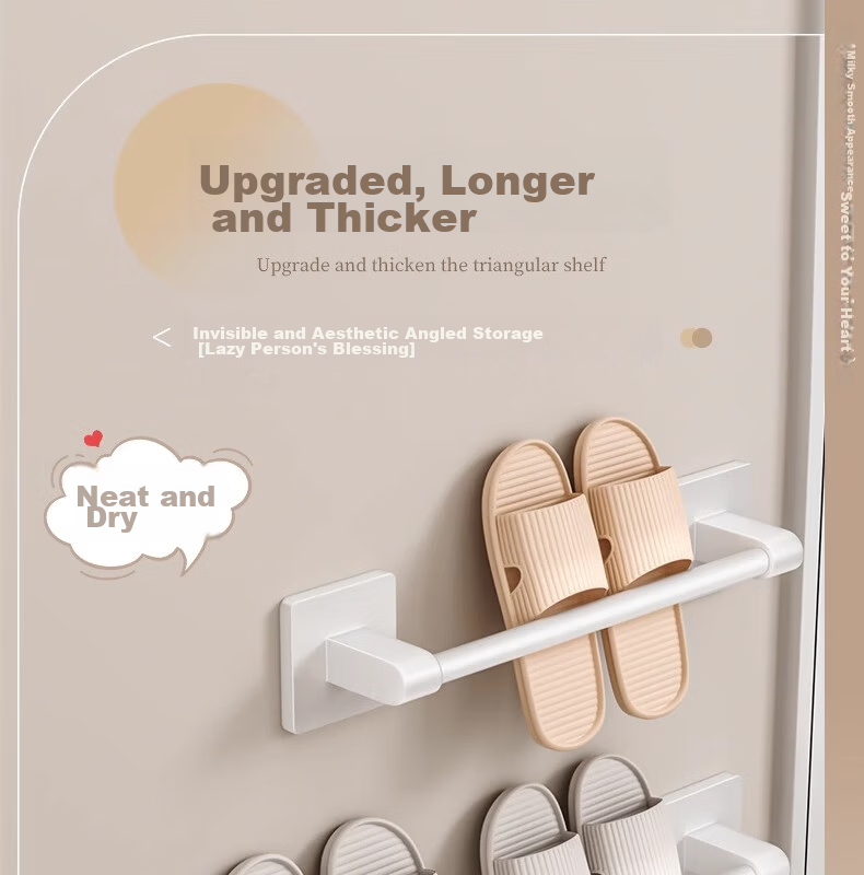 Tiger Mister Milk White Bathroom Slipper Rack No-Drill Wall-Mounted Shoe Storage Organizer for Toilet Door 3