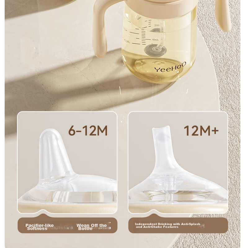 YEEHOO Duck-Billed Cup for Learning to Drink Water, Baby Sippy Cup with Straw, Anti-Choking Design for Young Infants, Suitable for 6 Months And Above 4