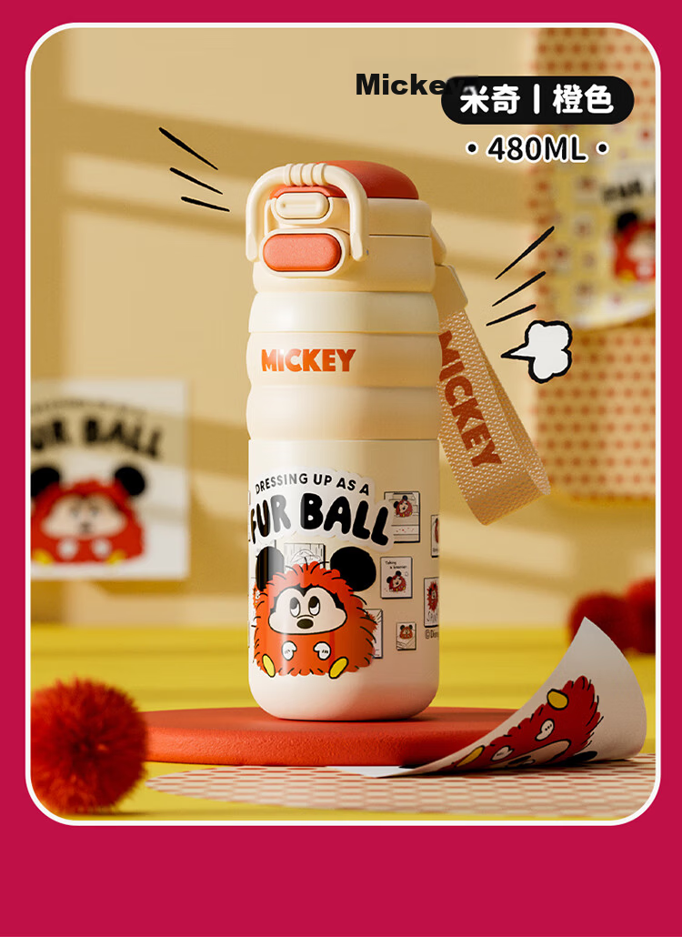 Disney Kids Insulated Water Bottle Elementary School Student Direct Drinking Cup Portable Straw Water Bottle for Girls Birthday Gift 13