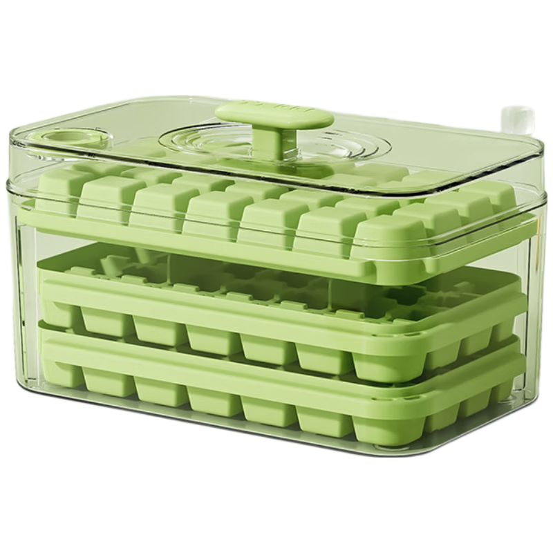 Baijie Press Ice Cube Mold with Storage Box Single Layer Ice Tray with Ice Scoop