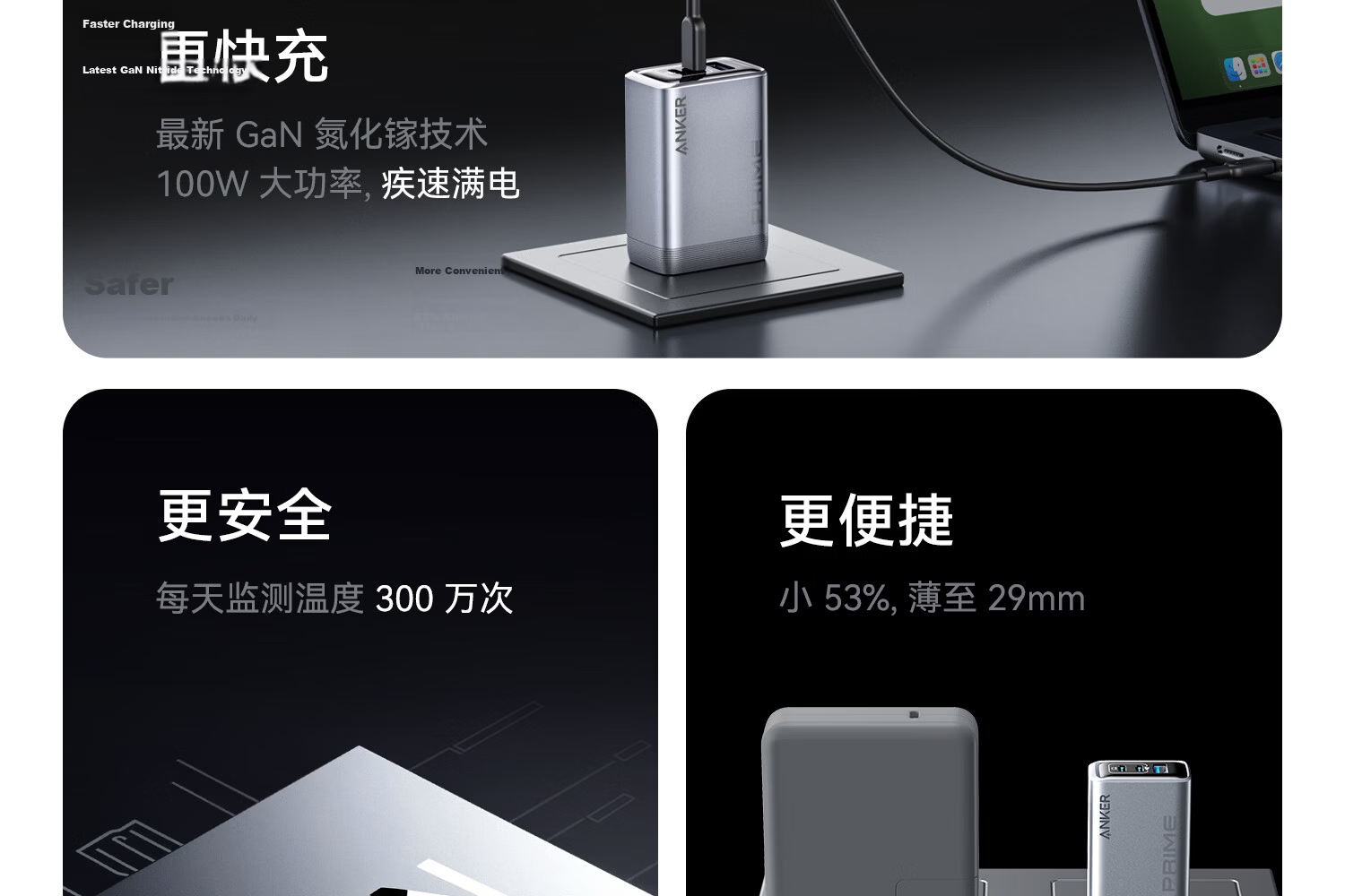 ANKE Prime 67W Charger, Mini Portable Laptop Charger, Type-C GaN Multi-Port PD65W Fast Charging, Compatible with Apple 18 Phones And Laptops, Black 12