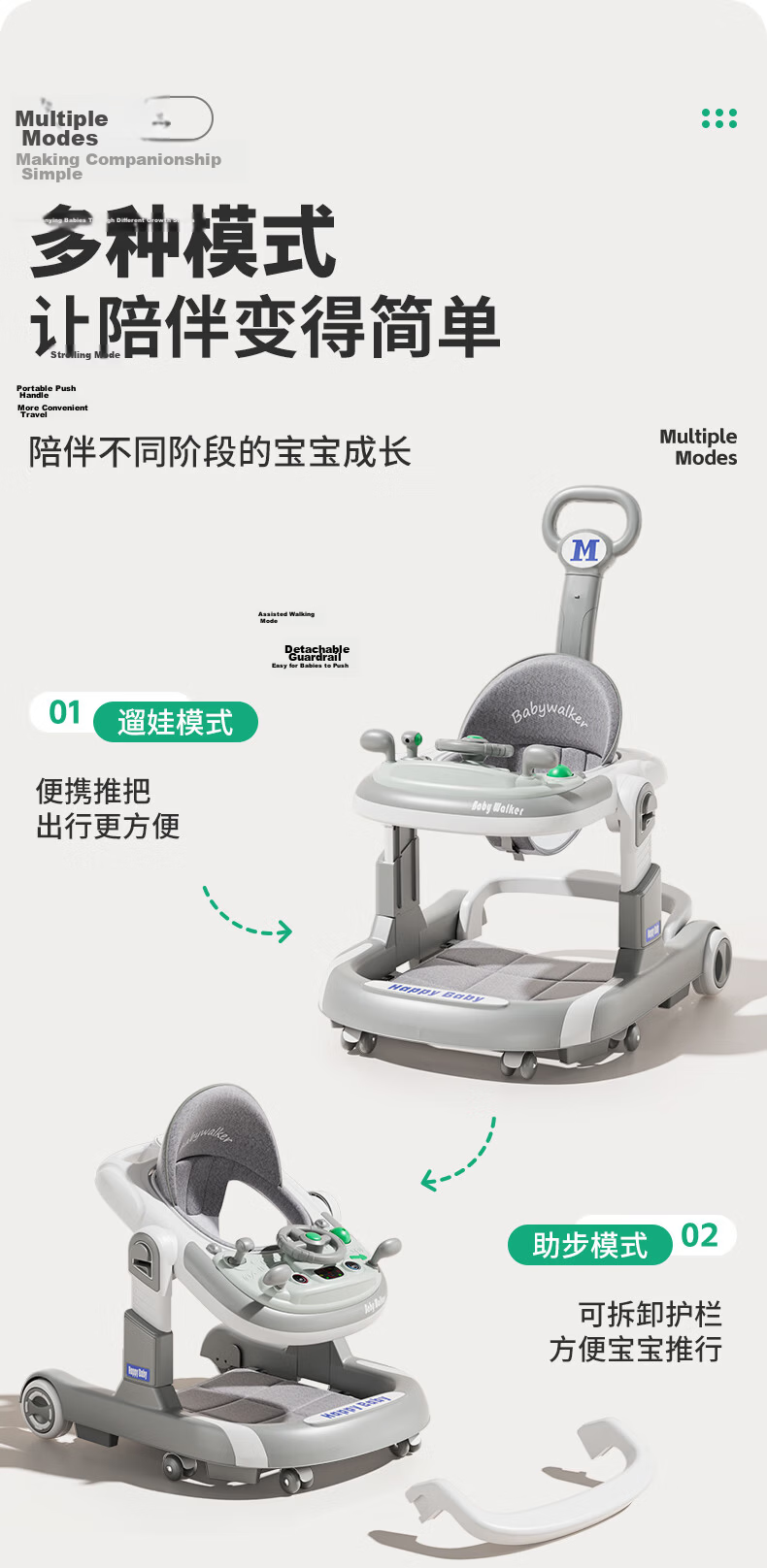 DEERC Baby Walker for 6-18 Months, Anti-O Legs, Anti-Rollover, Toddler Push Walker Toy, Birthday Gift 4
