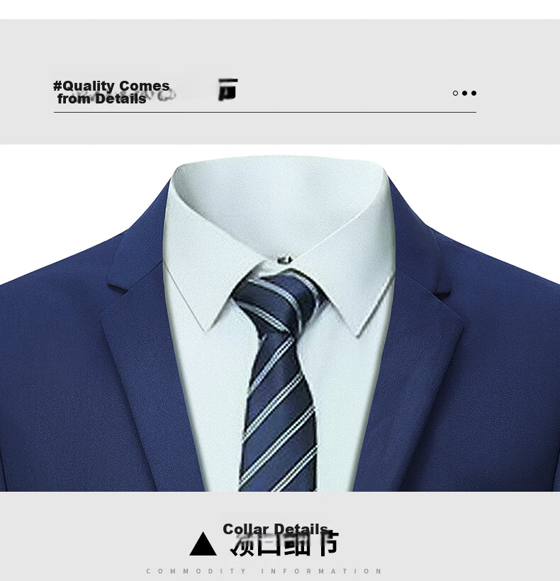ROMON Men's Business Slim Fit Suit Set, Groom Best Man Wedding Formal Two-Piece, Navy Blue 5XL Y306 11