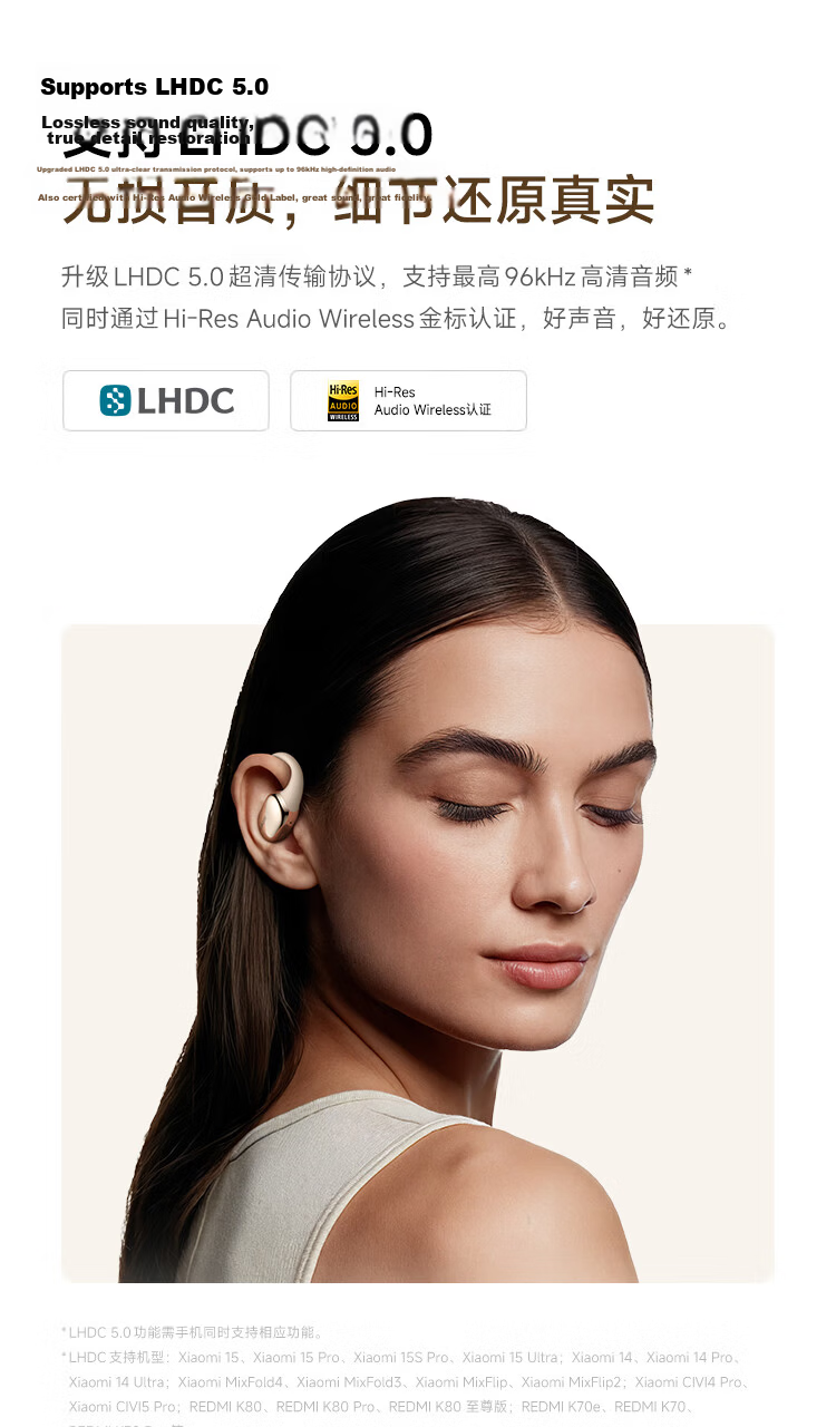 MI Xiaomi Open-Ear Pro 5-Driver Lightweight Bluetooth Earphones Ear-Hook Silver for Android and Apple Phones 9