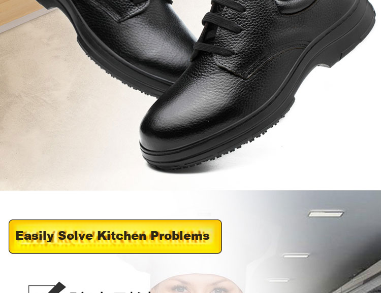 LAOGUANJIA Men's Safety Shoes Non-Slip Kitchen Chef Shoes Hotel Work Shoes Oil-Resistant Waterproof Lightweight Breathable Cowhide SRC Size 36 3