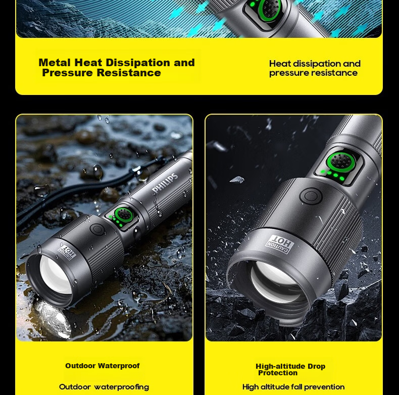 PHILIPS Multifunctional High-Power Flashlight Long Battery Life Adjustable Camping Light Detachable Battery SFL6253 25