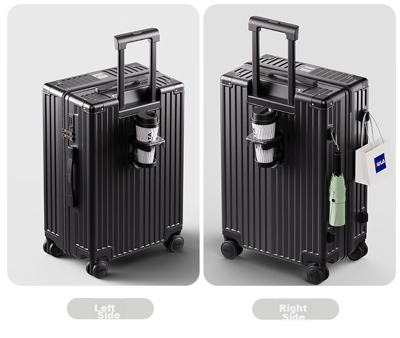 DULA Stylish Luggage with Cup Holder, Multifunctional Suitcase for Men And Women, Travel Case with Password Lock, Space Gray, 24 Inches 30