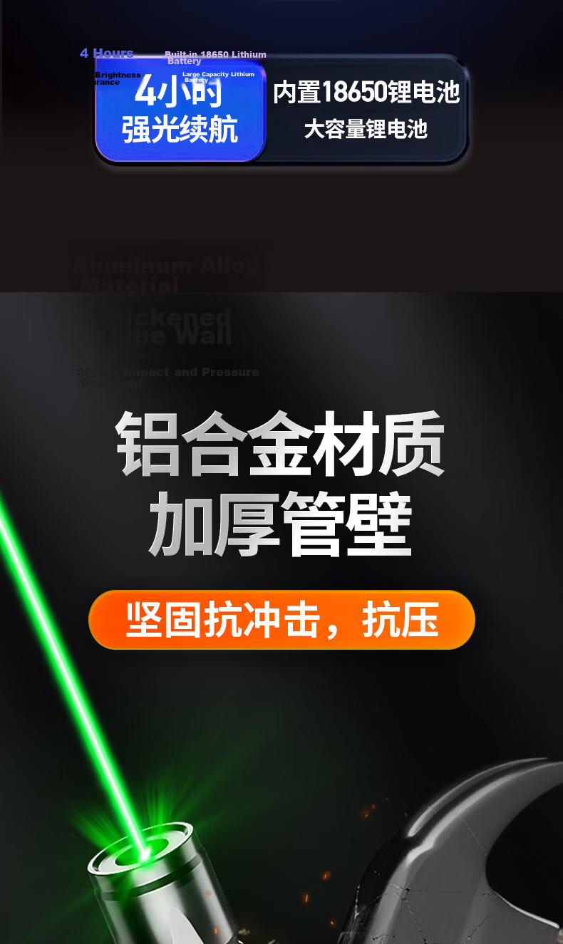 Whistler H1 Laser Pointer Long-Range High-Power Green Laser Light LED Screen Conference Laser Pen Long Battery Life Strong Light Star Pointer Construction Laser Flashlight JD Self-Operated Black 11