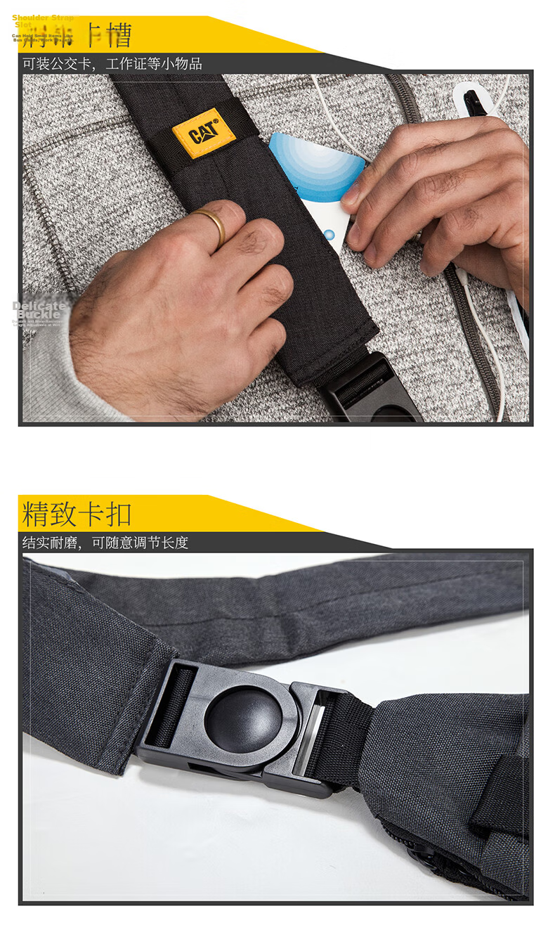 CAT Crossbody Bag, Chest Bag, Gun Bag, Casual Sports Shoulder Phone Bag, Side-Opening, Men's, Dark Pattern, 84060 7