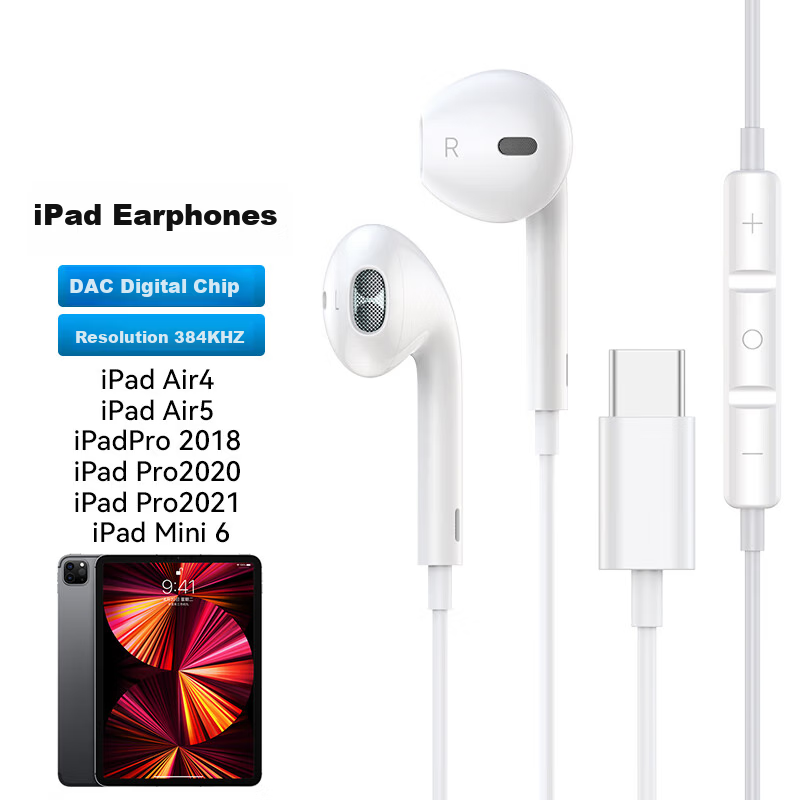 DOOSEYUON Apple iPad iPhone 15 Plus Wired Earphones iPad Pro Laptop MacBook Air Tablet 2021 Mini 6 Air 5/4 Gaming Chicken Dinner Type-C