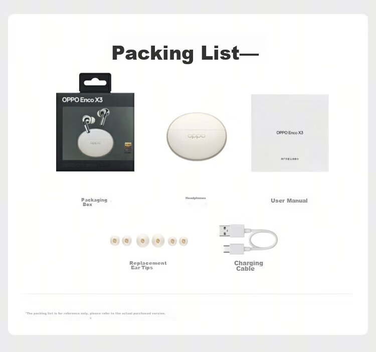OPPO Enco X3 True Wireless In-Ear Bluetooth Noise-Cancelling Earphones Long Battery Life Universal for Apple Huawei Xiaomi Wireless Charging Version Beige 11