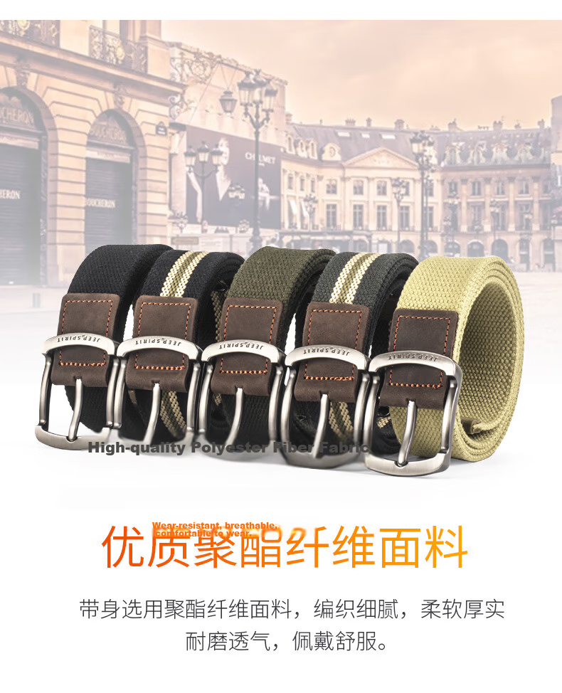 JEEP SPIRIT Men's Canvas Belt Durable Fashion Waistband Korean Style 6