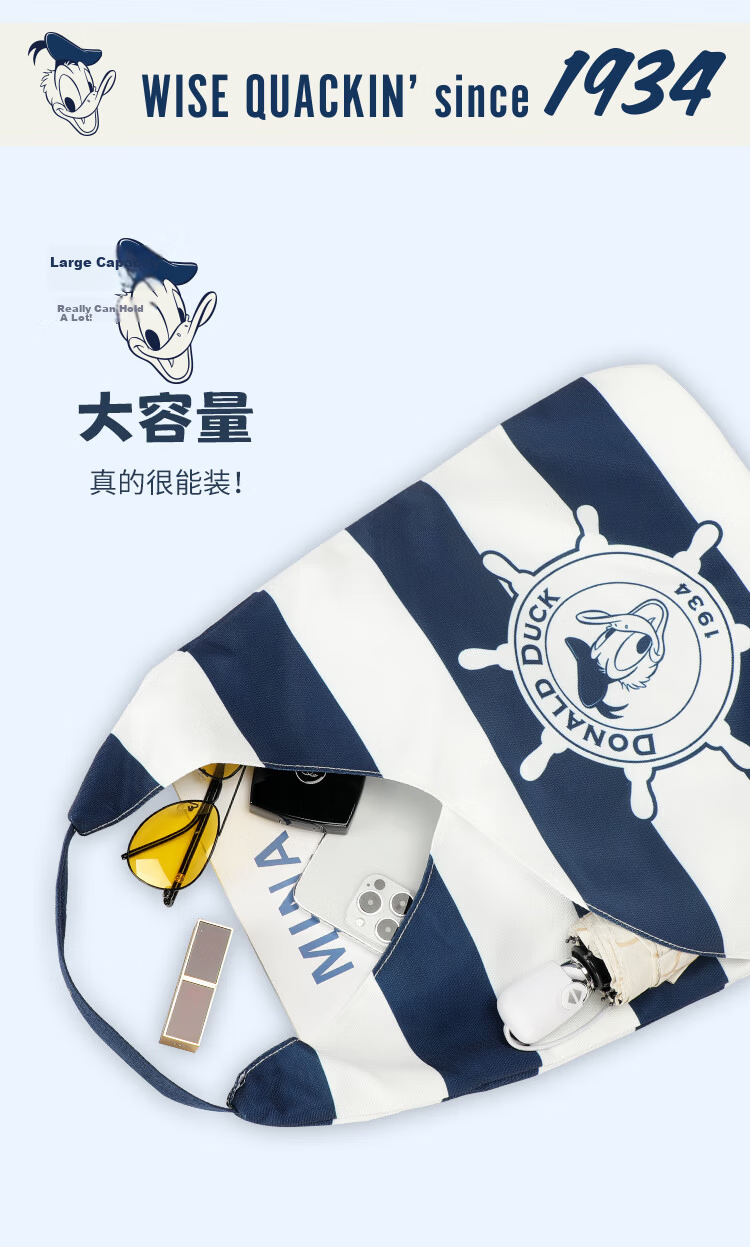 Disney Women's Bag Commuter Bag Donald Duck Large Capacity Canvas Shoulder Bag Birthday Gift for Women 6