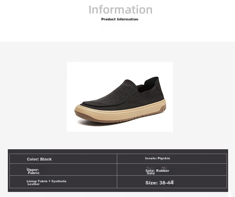 C.BANNER Men's Comfortable Casual Slip-On Canvas Shoes Black Size 43 2