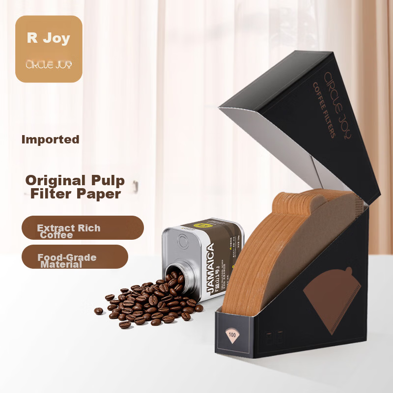 Circle Joy V-Shaped Coffee Filter Paper 60pcs Drip Pour-Over Coffee Imported Pulp Filter Paper 2-4 Servings