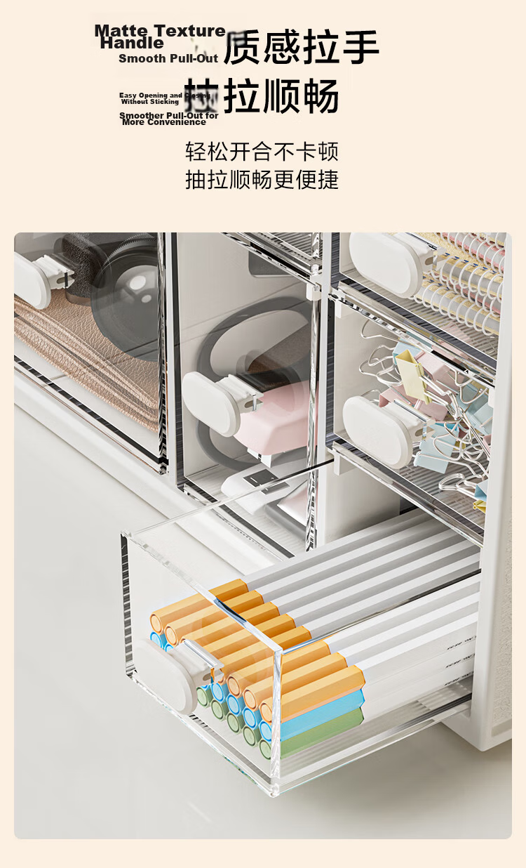 JD Jingzao White Square Drawer Organizer Box Cosmetic Storage Box Office Stationery Storage Box with Pen Holder 7