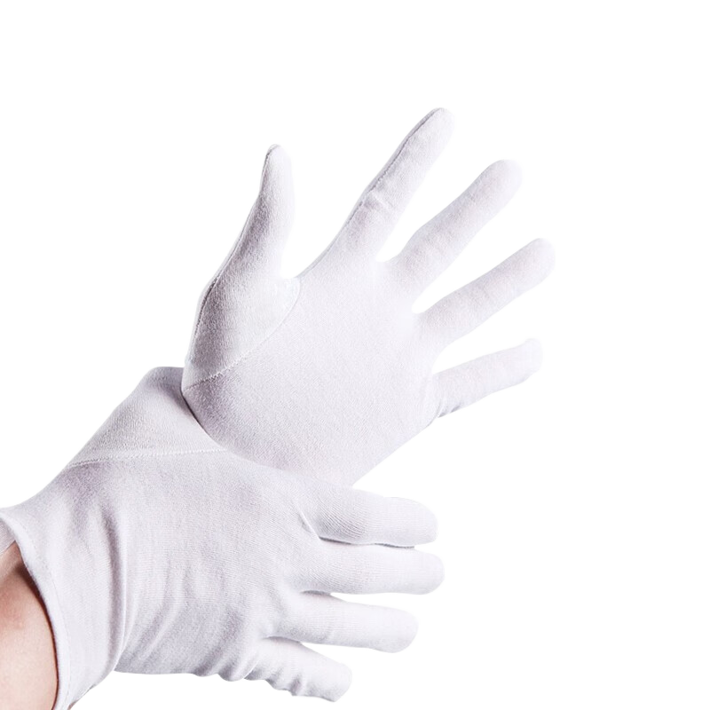 BAIGE White Cotton Gloves, Thickened, for Ceremonies, Beading, Jewelry Inspection, Performance, Labor Protection, 12 Pairs, CW343344