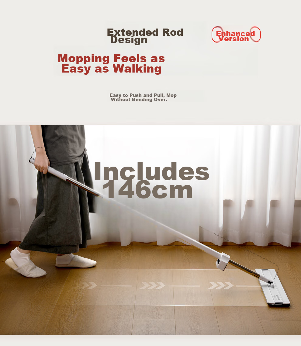 Good Wife Flat Mop 45cm with 2 Cloths Aluminum Alloy Bright Clean Hands-Free Wash Household One Mop Clean 2024 New Model 18