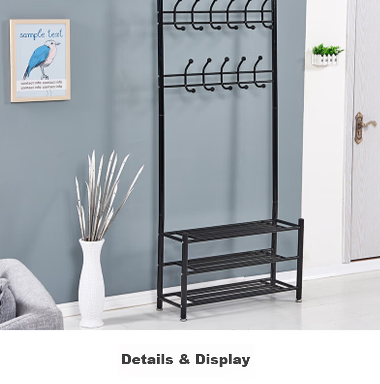 ANERYA Metal Floor Coat Rack Shoe Rack Modern Minimalist Iron Clothes Hanger Home Storage Rack 65 Black 12
