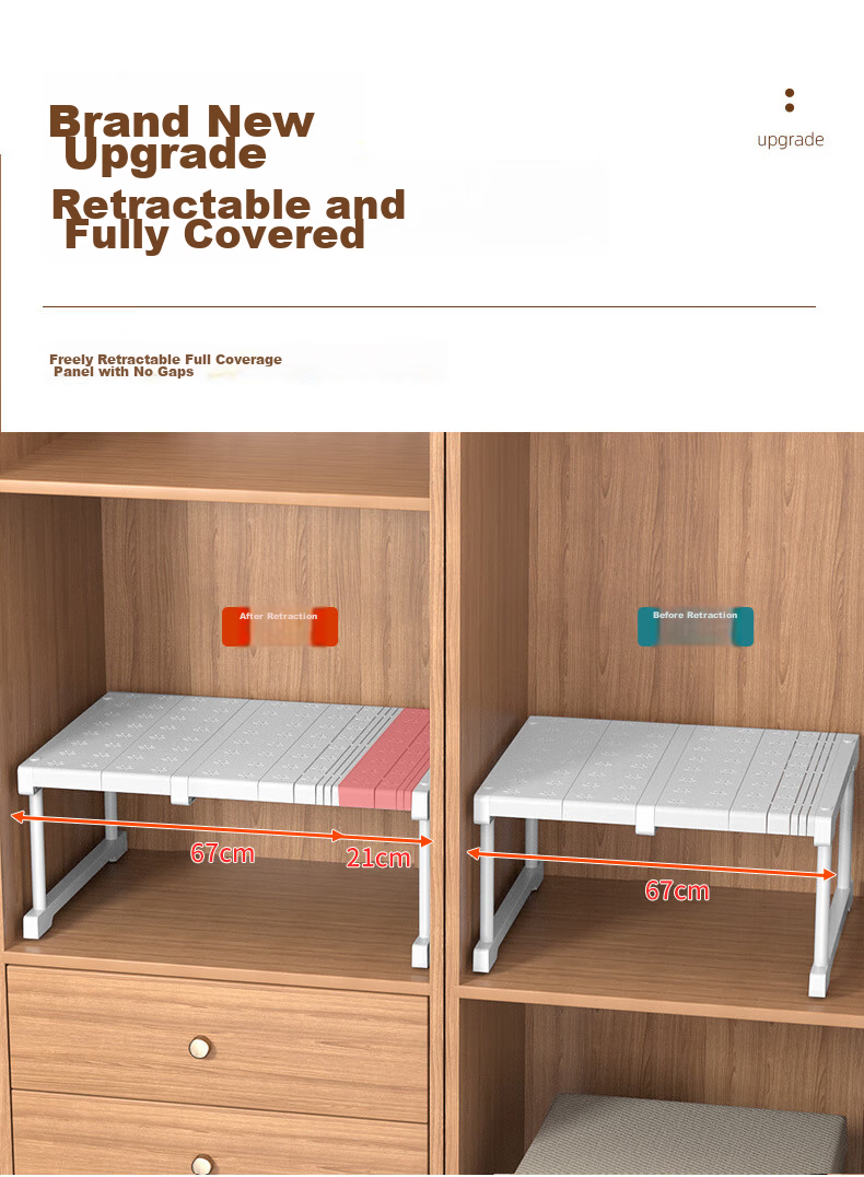 Jinlongxing Wardrobe Shelf Layered Storage Rack Closet Organizer No-Drill Adjustable Shelf 87-108cm 6
