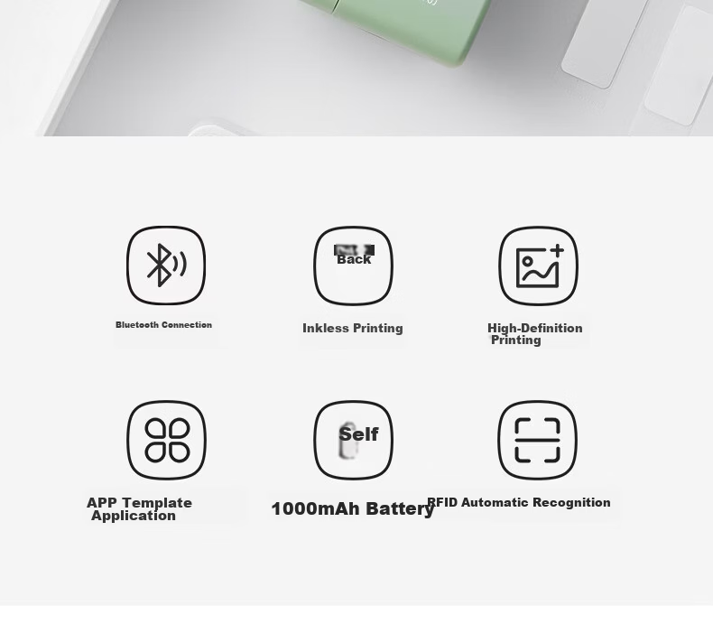 Deli Q1 White Portable Thermal Label Printer for Home Use - Planner Name Tags, Storage Labels, Price Tags, Food Label Printer - Package 2 5