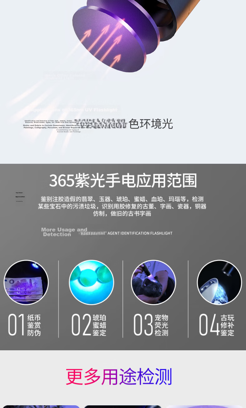 XIAOYEREN White Yellow Purple Pupillary Pen Flashlight Rechargeable Oral Nurse Ophthalmology ENT Rechargeable Examination Illumination Small Light 6