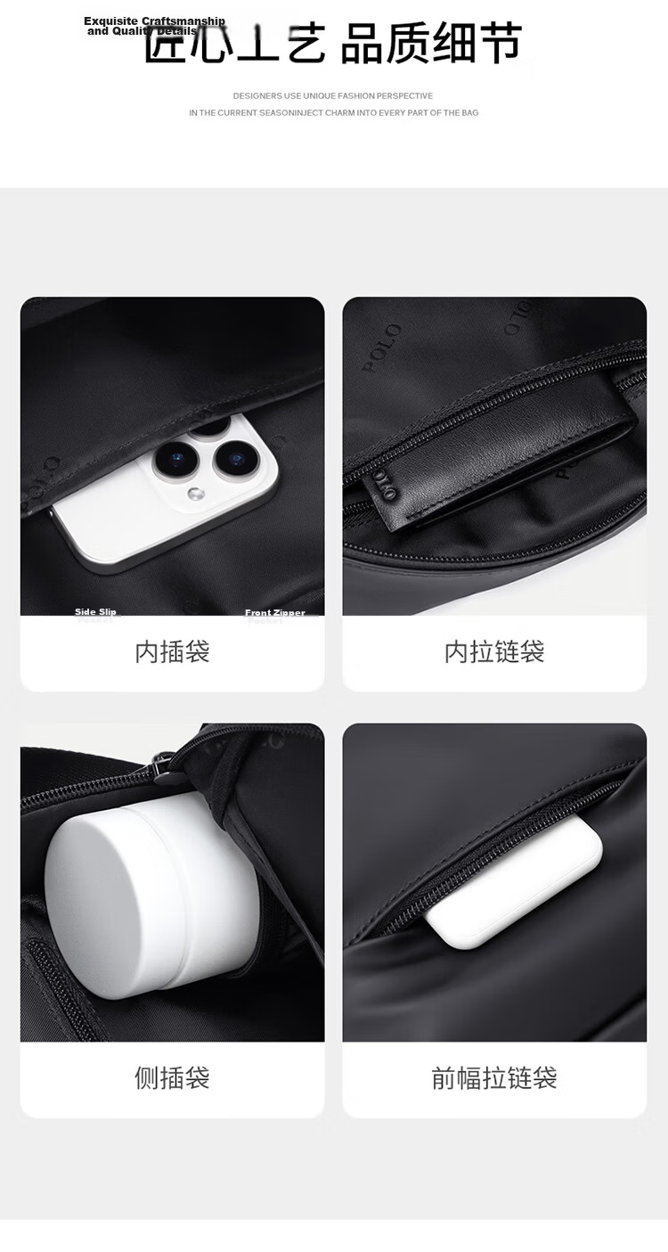 POLO Shoulder Bag for Men, Durable Crossbody Bag, Lightweight IPad Bag, Vertical Phone Bag, Sports Messenger Bag, Commuter Shoulder Bag 8