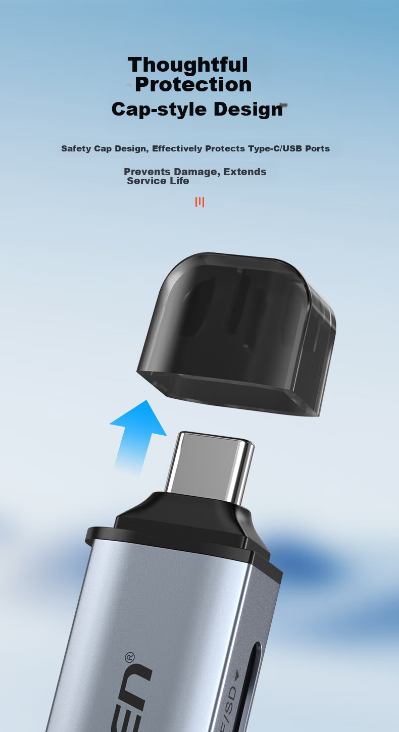Pisen Type-C High-Speed Card Reader SD/TF Multi-In Card Reader Supports Computer, Apple 15/16 Phones, DSLR Cameras, Dash Cams, Surveillance Storage Memory Cards 9