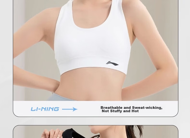 LI-NING Women's Sports Bra Yoga Fitness Medium Support Quick-Dry Breathable Tank Top Running Pink M 18