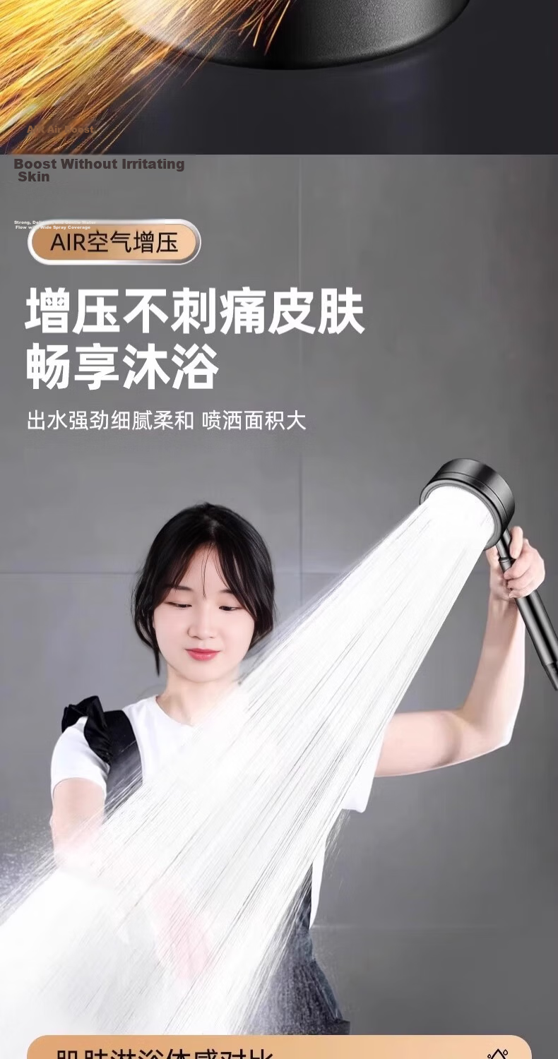 Denwalk [Germany] Pressurized Shower Head Set for Home Bathroom, High-Pressure Rainfall Shower Sprayer 10