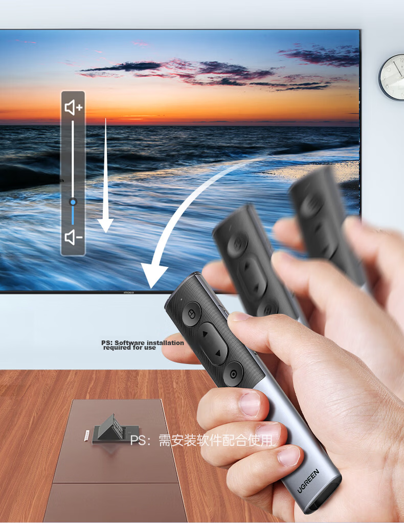 UGREEN Laser Pointer for PPT Presentations, Teacher's Use, Bluetooth Connection Rechargeable Model, Large Conference Presentation Pointer Projector Pen, Compatible with Seewo Whiteboard/matte Screen, 45489 28