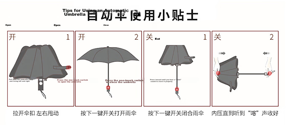 C'mon Fully Automatic Large Three-Fold UV Protection Sun and Rain Umbrella Black 1