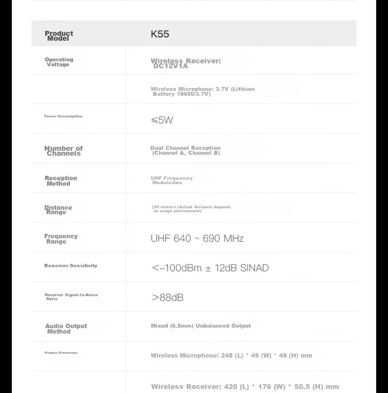 Aiguozhe K55 Microphone, Dual-Channel Handheld Conference U-Segment Stage Anti-Interference Anti-Loudness Speech Training Broadcasting Professional Stage Wedding Performance 23